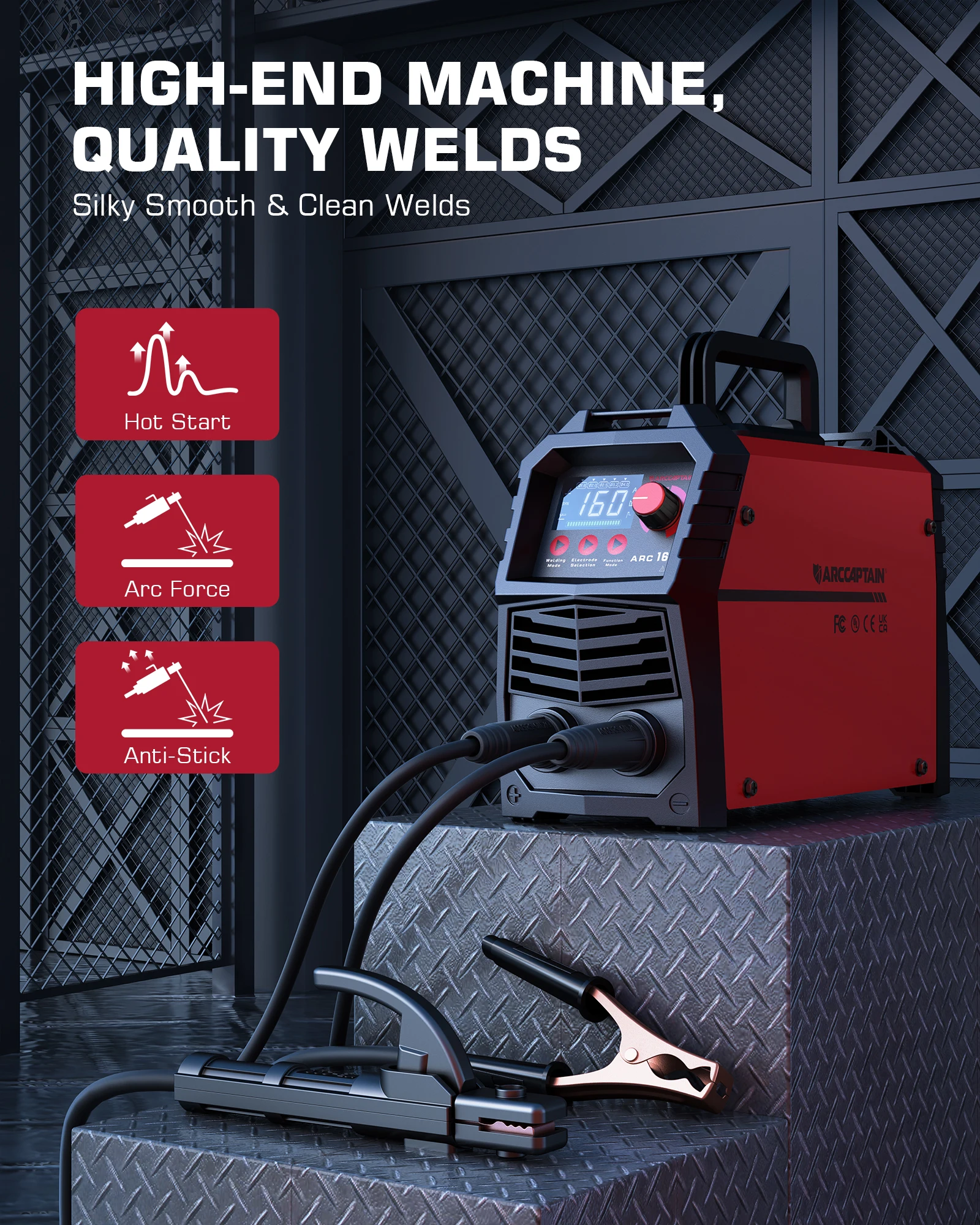 ARCCAPTAIN 2 IN 1 Portable Inverter Welder 160A Arc IGBT LED Digital Display ARC LIFT TIG Power Welding Machine for Household