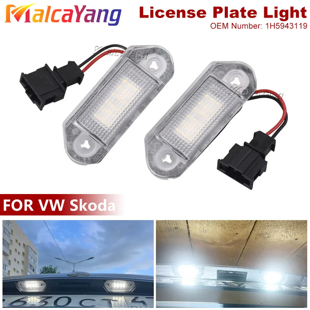 2 Luci Targa Auto A LED 12V SMD3528 – Canbus, Kit Lampade Per VW, Skoda Octavia 1Z, Roomster 5J – Plug And Play, Super Luminose