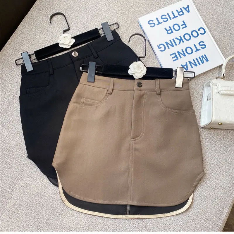 

Skirts Womens 2023 Summer Skirts Package Hips Mini Skirt Retro Women High Waist Short A Line Skirts Faldas