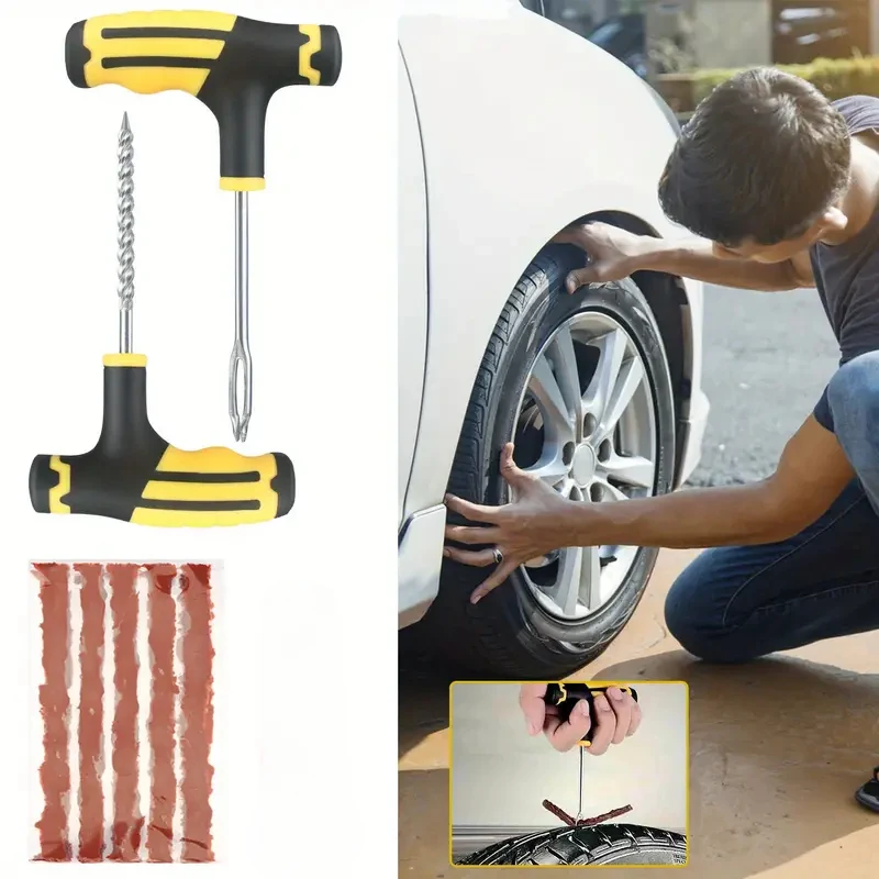 8pcs tire repair kit tire plug kit to fix punctures and plug flats patch tire repair tools set for cars motorcycles trucks tractor details 3