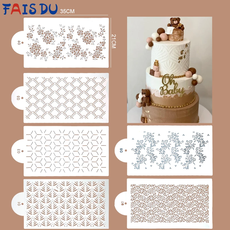 Stencils Cake Decorating | Fondant Impression Mats | Floral Stencil Print - 4pcs Cake - Aliexpress