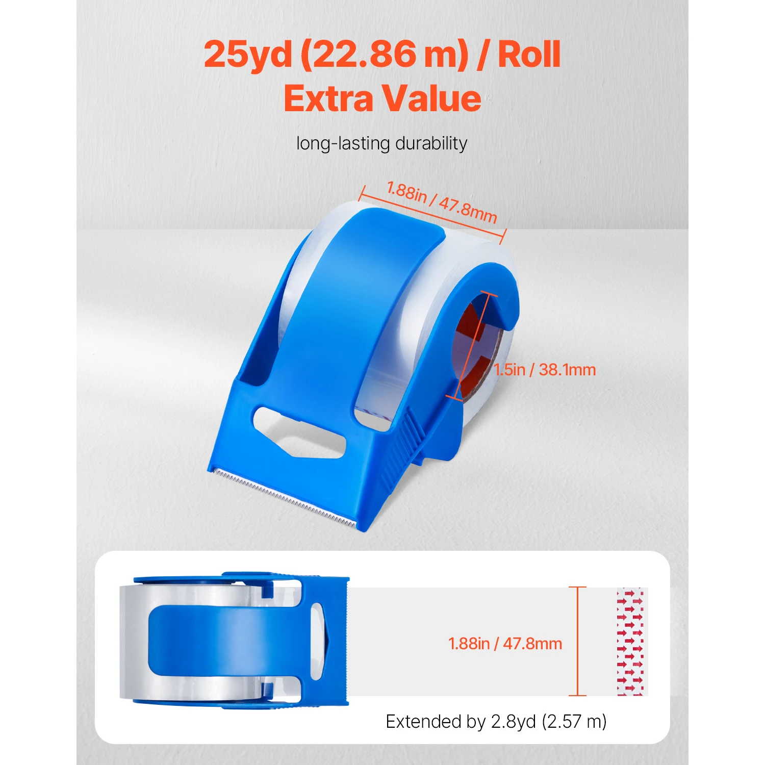 Clear Packing Tape with Dispenser for Moving and Shipping