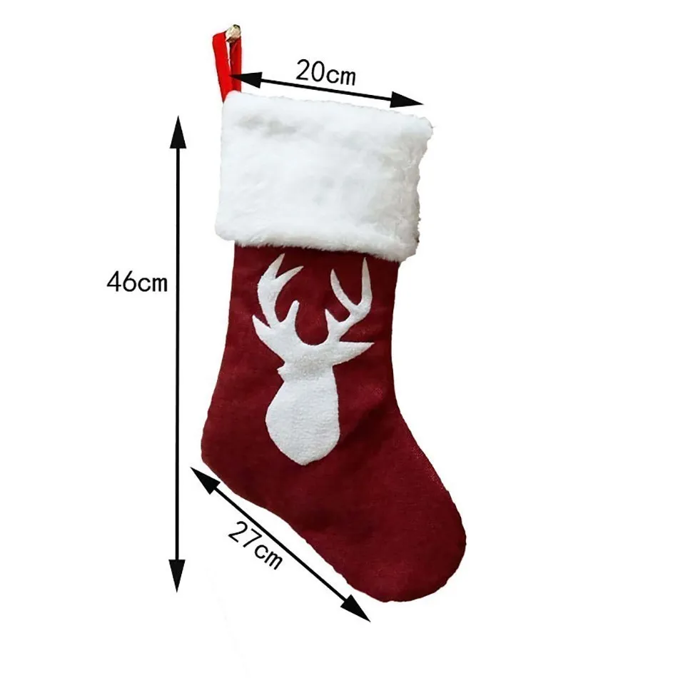 Christmas Stockings Socks Gifts Candy Bag Elk Xmas Tree Deer Printing Pocket Hanging Ornament for christmas stockings