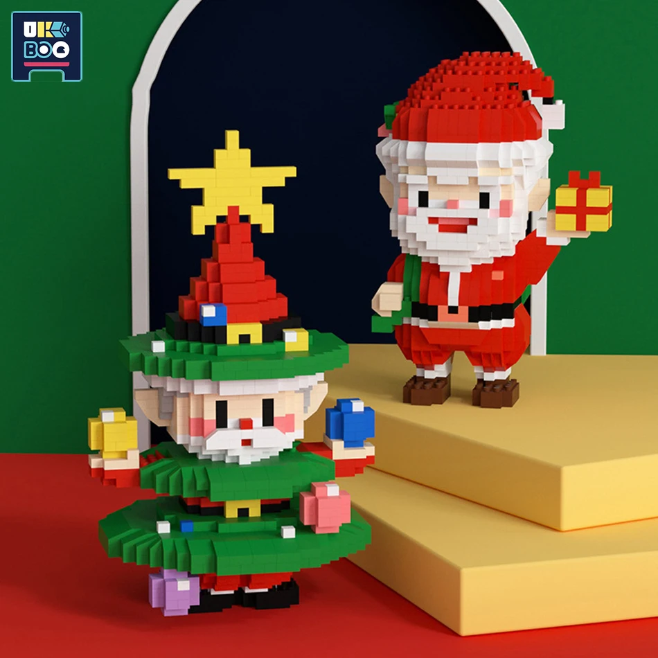

UKBOO MOC мультфильм Санта Клаус Рождественская елка дедушка модель Mirco Строительные блоки мини кирпичи Рождественский подарок для детей Детские игрушки