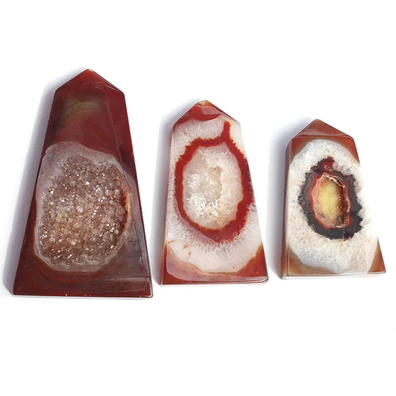 

1 Kg random picking polished heated color flat surface natural agate geode crystal tower