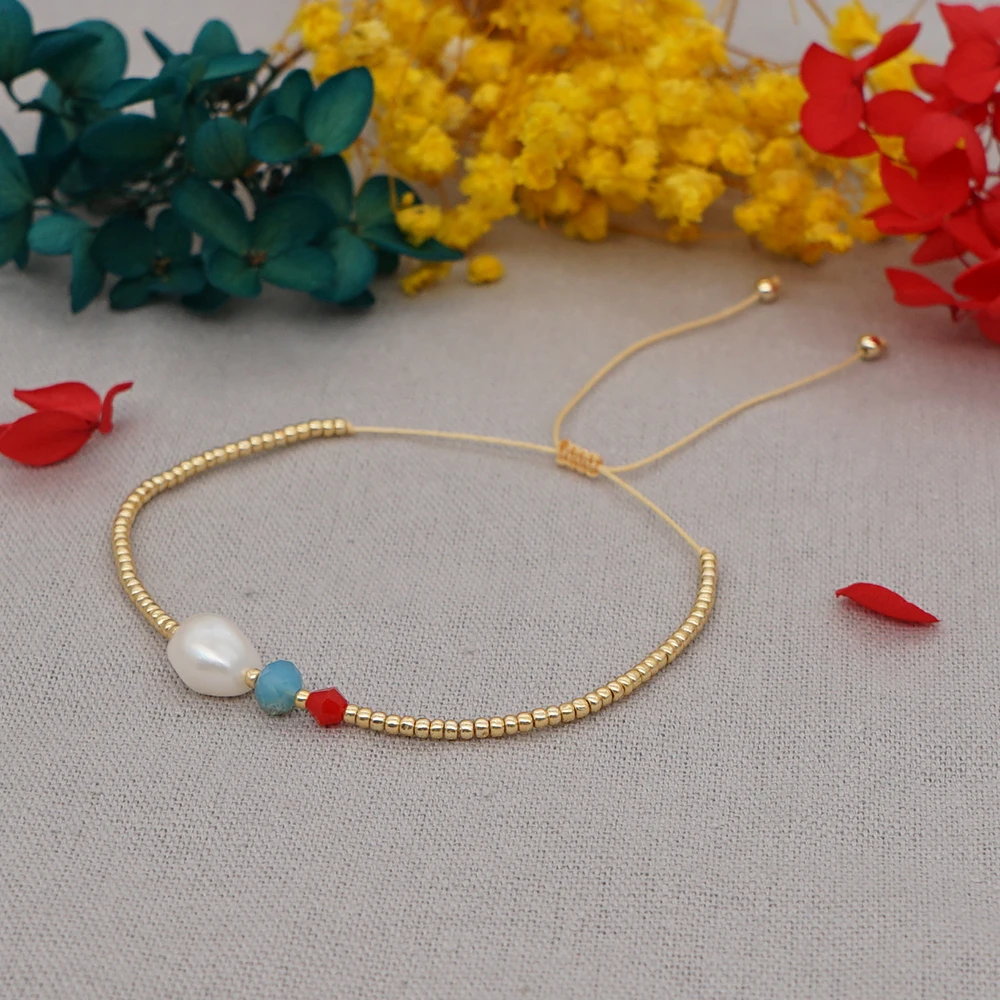 Bracelet Jewelry Go2Boho Freshwater Pearl Bracelet for Women Fashion Charm Braclet Golden Beaded Bracelets Perlas Femme Bijoux