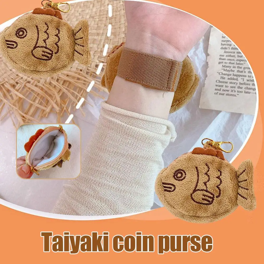 Plush Fish Doll Coin Purse Wrist Bag Mini Cute Zipper Girl Coin Wallet Headset Bag Convenient Small Capacity Storage