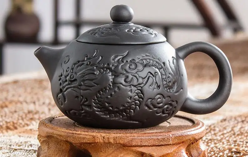 4pcs Kung Fu Tea Set [1 Teapot + 3 Cups Set] 125ml Travel Chinese Porcelain Sets Ceramic Yixing Purple Clay Tea Service