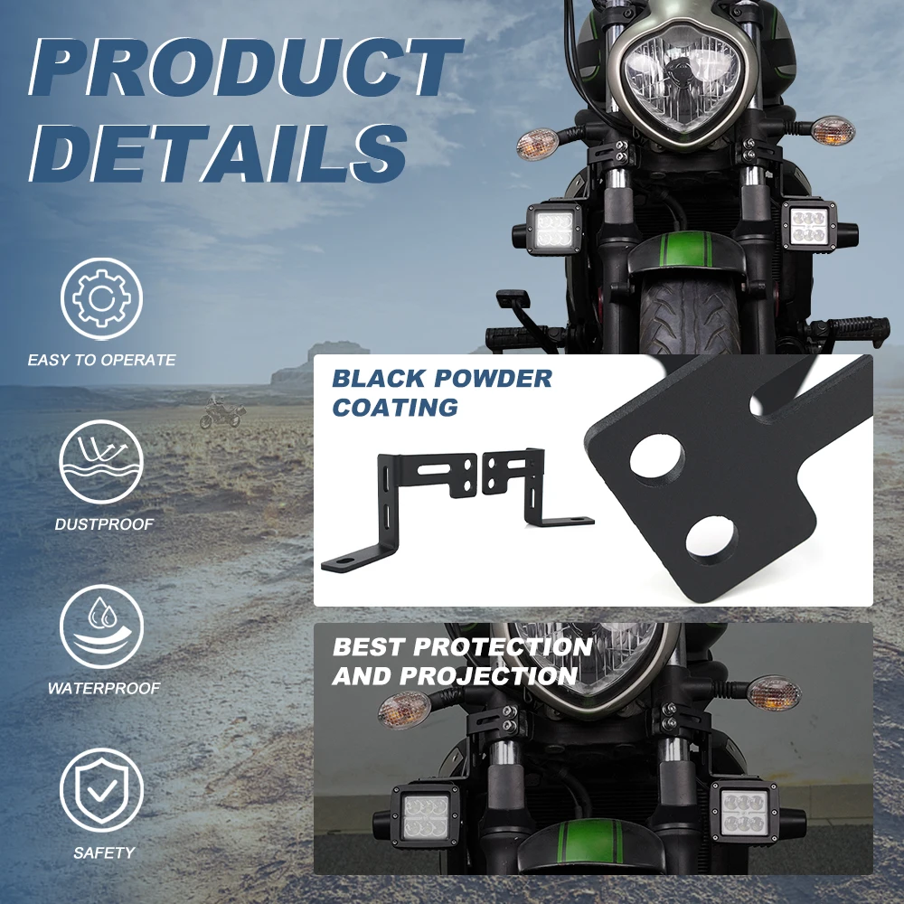 Jose2015 L Shaped Motorcycle Fog Light Bracket, Aluminium, Black, 2PCS 14 thumbnail image