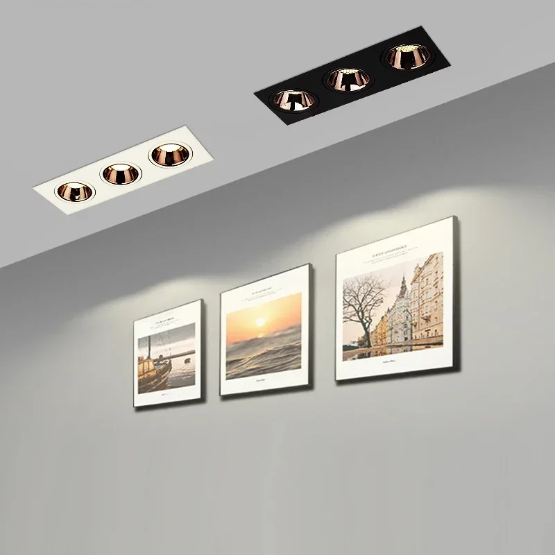 *Embedded Three-Head Gesan Spotlight Living Room Home High-Color Honeycomb Anti-Glare Non-Main Lamp
