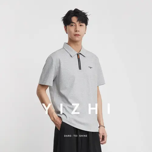 Men's Half Placket Short Sleeve Polo Shirt 2026 Summer Loose Luxury Lapel Business Casual Knit T-Shirt - Image 3