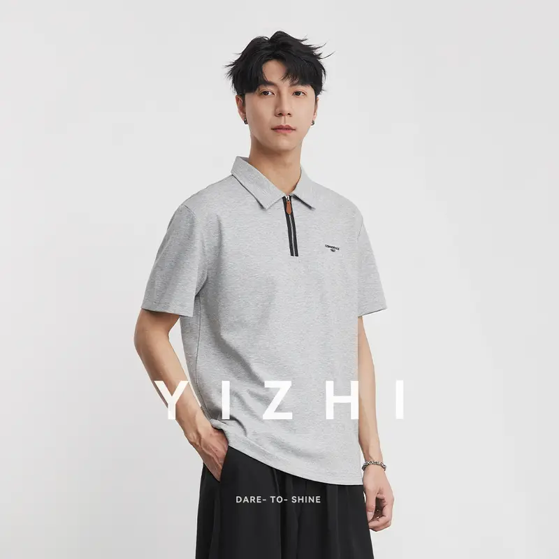 Men's Half Placket Short Sleeve Polo Shirt 2026 Summer Loose Luxury Lapel Business Casual Knit T-Shirt - Image 3