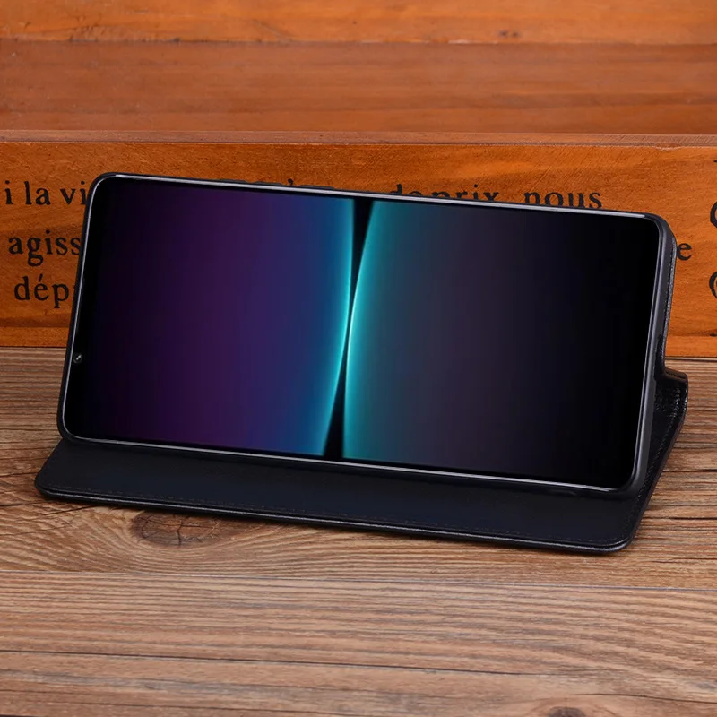 Hot Sales Luxury Genuine Leather Flip Phone Cases For For Sony Xperia 1 V Pro-i Leather Half Pack Phone Cover Case Shockproof