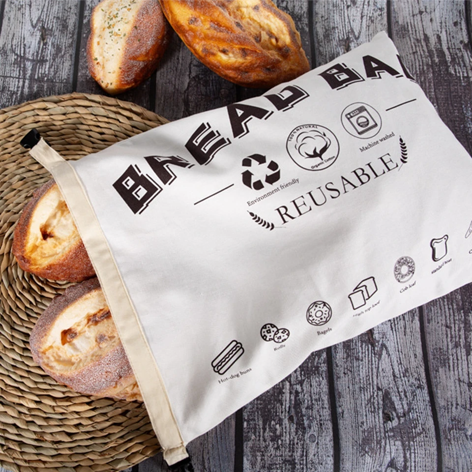 Reusable Bread Bag For Baguettes - Homemade Bread Storage, Buckle Closure, Machine Washable