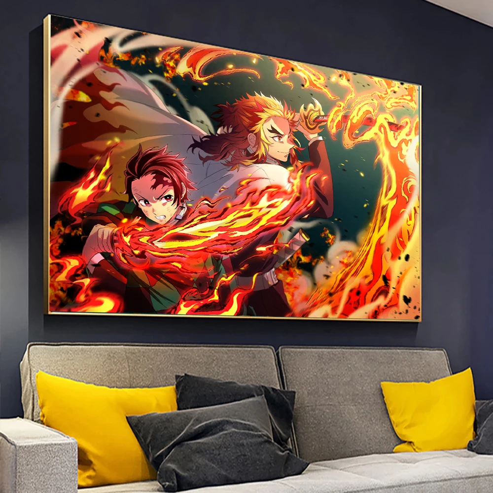 Quadro Decorativo Rengoku Anime Demon Slayer