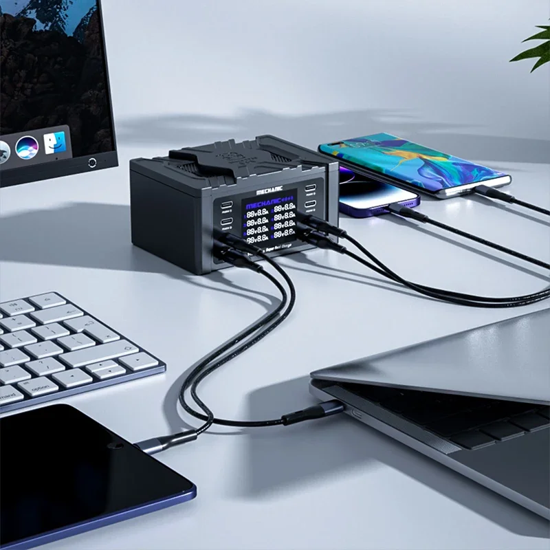 

Многопортовое Супербыстрое зарядное устройство MECHANIC V-Power 8 Ultra 8 Max с портом USB для зарядки QC3.0 PD, инструменты для быстрой зарядки телефонов и часов