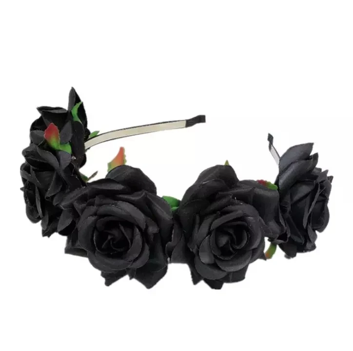 Halloween Rote Rose Haar Band hairhoop Cosplay Kostüm Party Flanell Blumen Krone Stirnband Festival Haar Girlande Hochzeit Headpie – Detail 17
