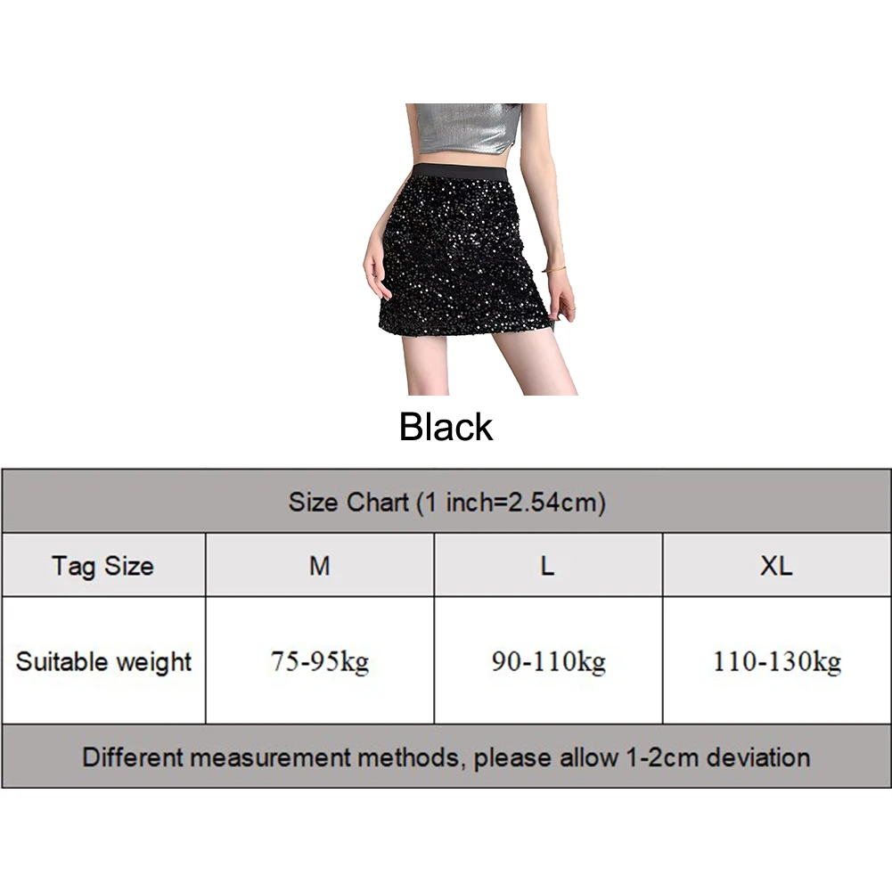 Stylish Comfy New Short Skirt Sequins Skirt Elegant High Waist Microelasticity Polyester Solid Color Versatile