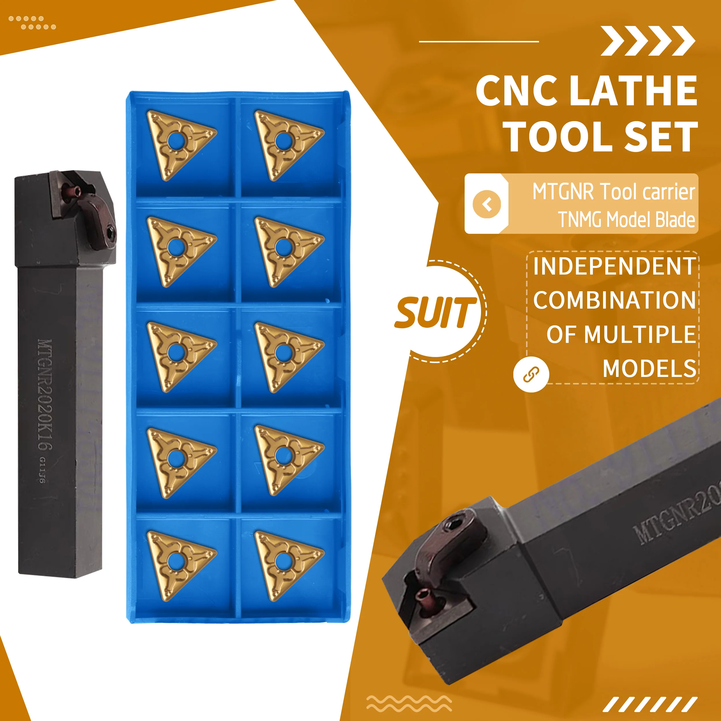 

MTGNR1616H16 MTGNR2020K MTGNR2525M MTGNL CNC Lathe External Turning Tools Knife Holder + TNMG Machine Carbide Insert Durable Set
