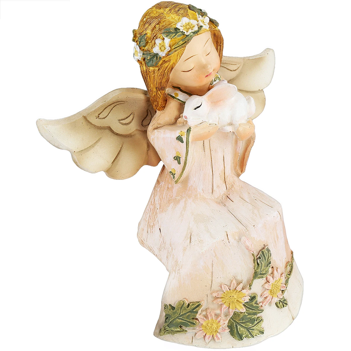 Lovely Angel Girl With Guardian Wing Figurines Hand Carved Resin Statue Mini Sculpture For Religious  Ornaments Home Decoration