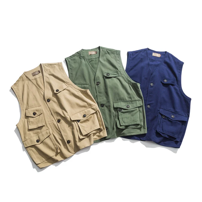 

Жилет мужской с V-образным вырезом, повседневная безрукавка для охоты, походов, рыбалки, работы в саду, универсальная сумка, пальто в стиле милитари без рукавов для инструментов