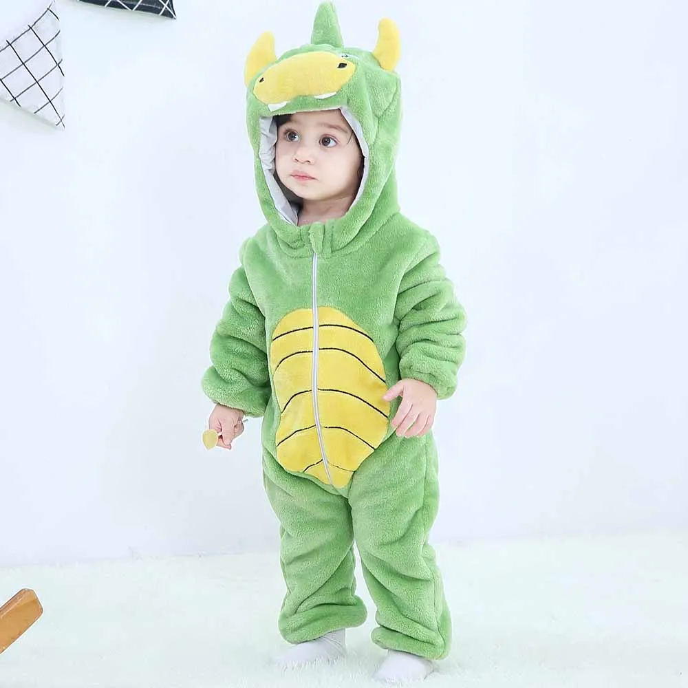 Animal Kigurumi Pajamas for Baby Boys Girls Clothes Winter Children Clothing Set 0-4 Years Kids Onesises Thick Flannel Jumpsuit