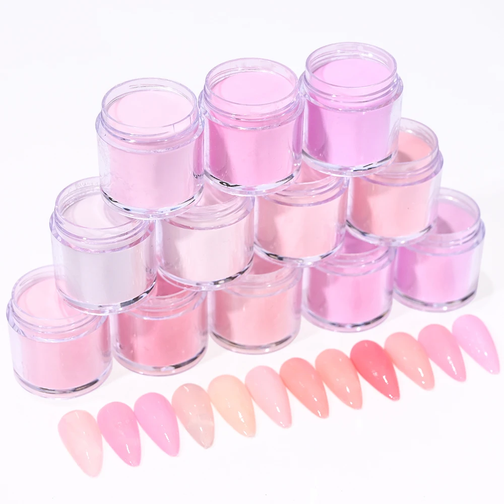 10g/Box Acrylic Powder for Crystal Nail Extension Builder Nude Pink Carving Engraving Dipping Polymer Dust Nail Acrylic Powder 4