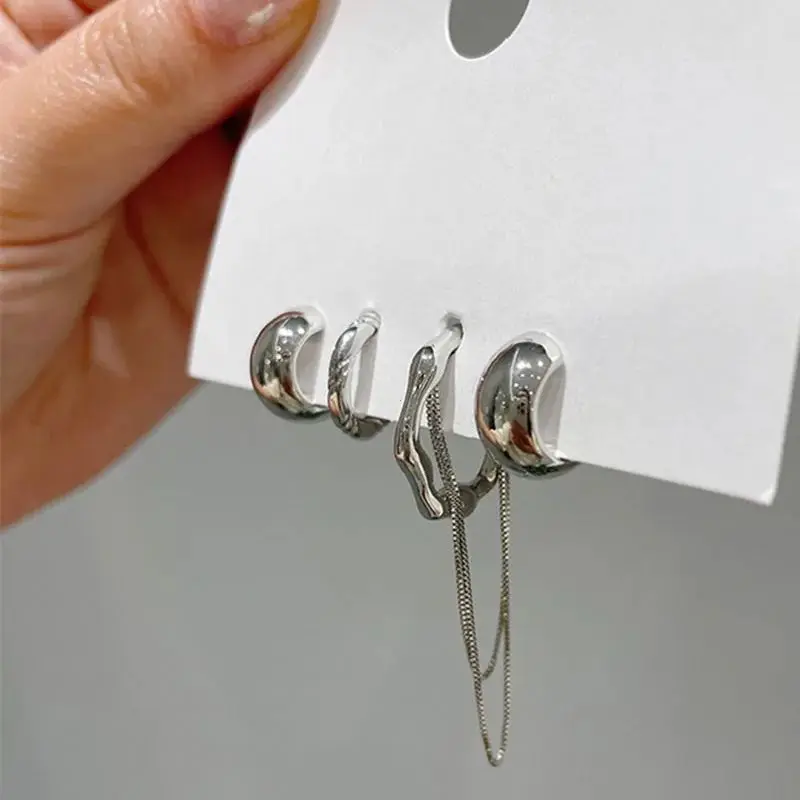 Vintage Geometric Ear Cuffs without Puncture Women's Irregular Clips Earrings Set Fake Piercing for Ear Clips Jewelry 4Pcs 2025