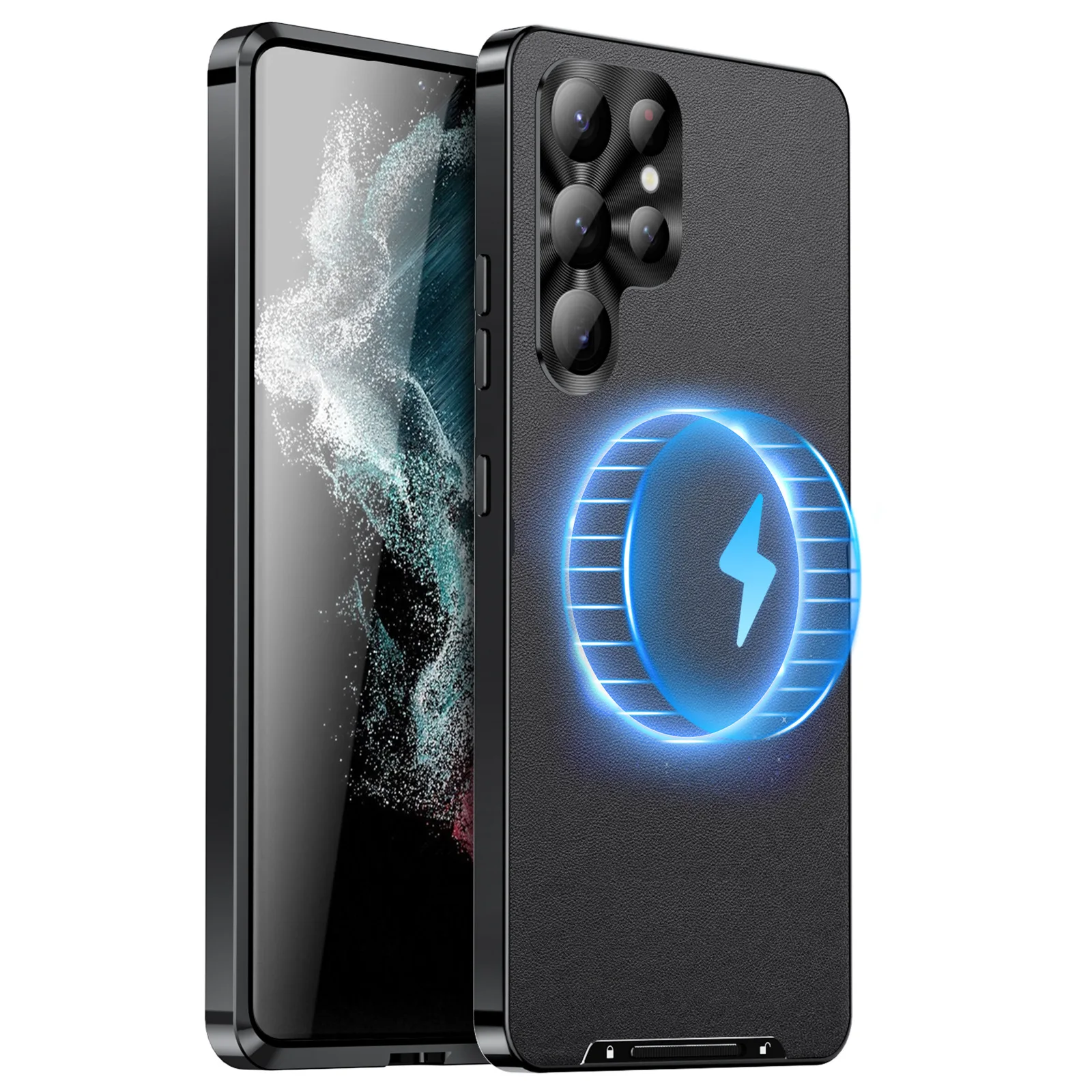 For Samsung Galaxy S24 S23 S22 Ultra Case Metal aluminum alloy dermis Magnetic Shell wireless charging MagSafe Protection Cover