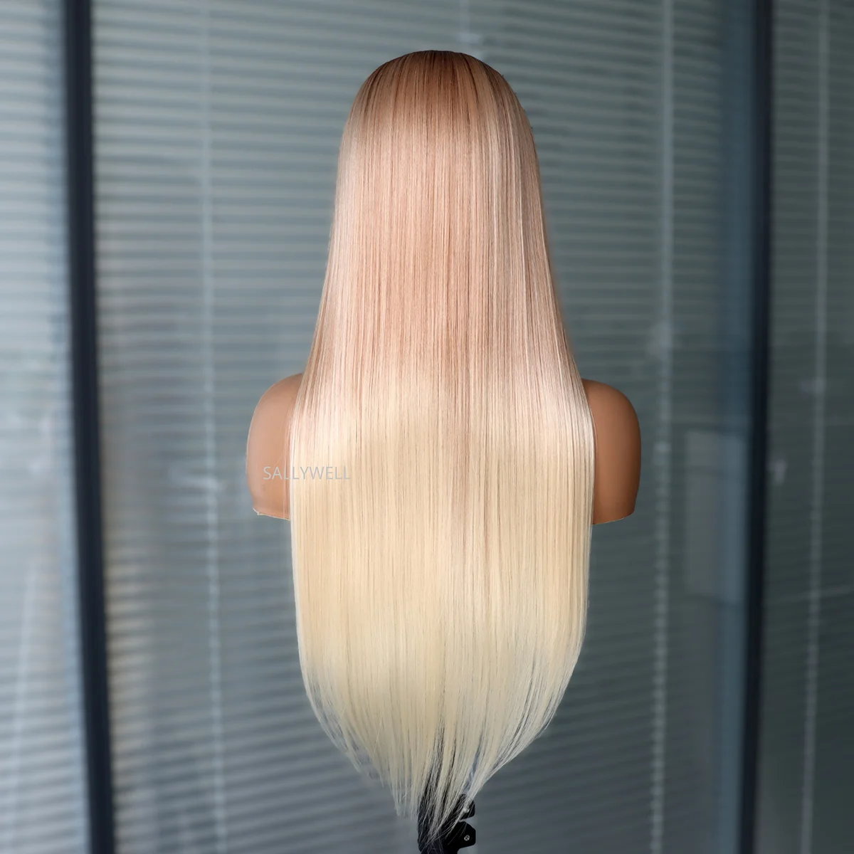 Ombre Blonde Lace Front Wig Long Straight Wig Brown to Dirty Blonde 3T Color Synthetic Heat Resistant Wig Pre Plucked