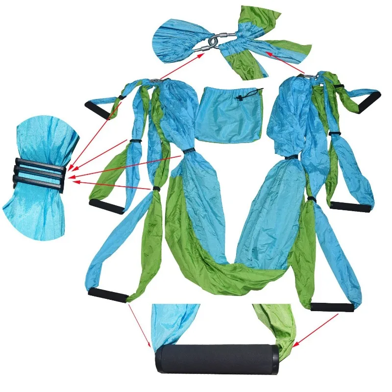 Yoga Hammock Swing Yoga Aerial Color Matching Parachute Cloth Non-elastic Anti-gravity Belt Hammock Aerial Silk Set