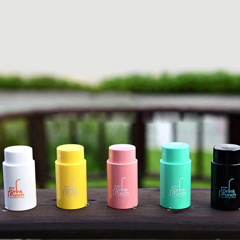 Drink Through A Straw Drink Punch / Water Bottle Cap Hole Maker / Juice Beverage Lid Straws Bottle Cap Hole Maker