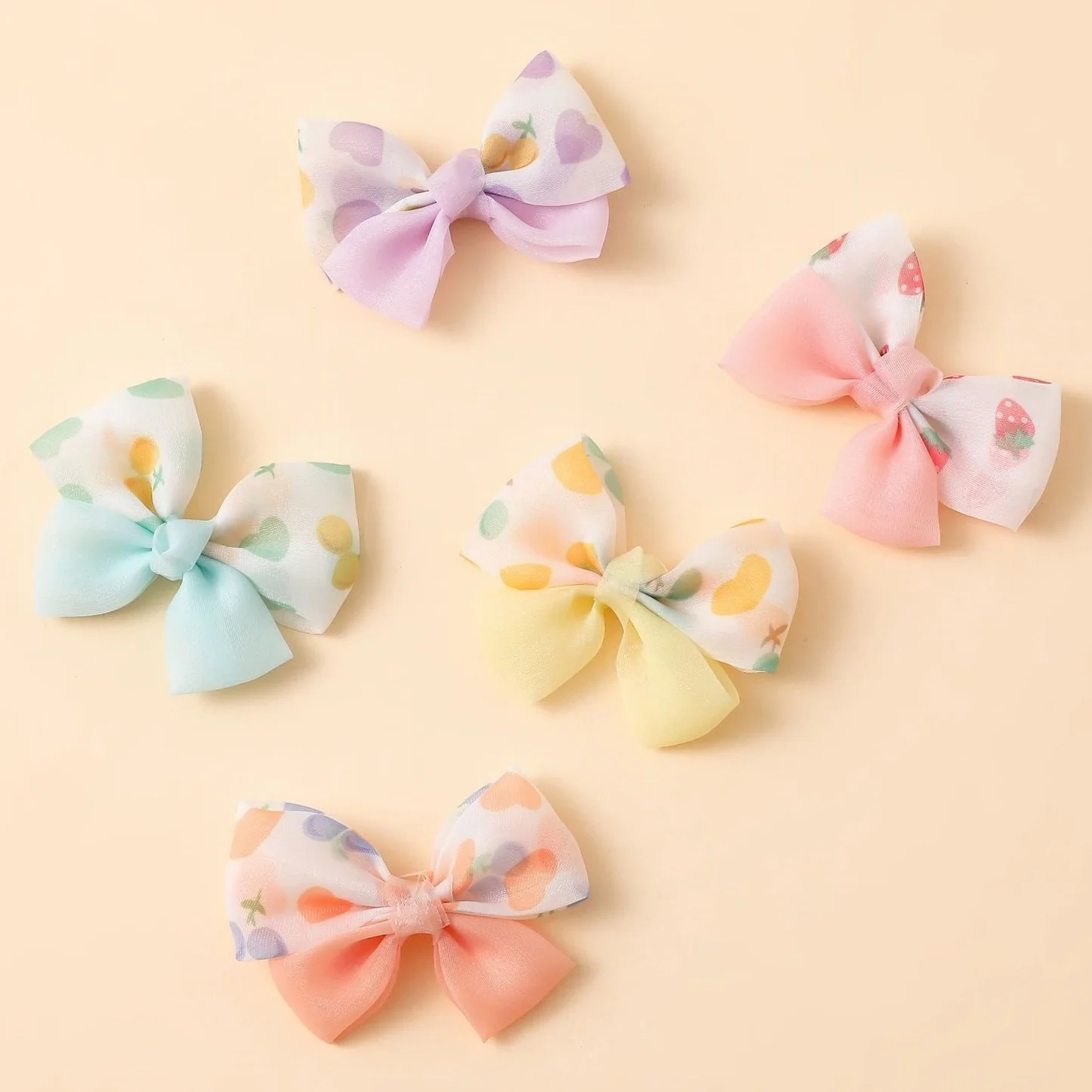 Patchwork Gauze Bow Applique, Fruit Elements Diy Cute Style Accessories,Wedding Dress Hats Shoes Gift Decoration Crafts Supplies