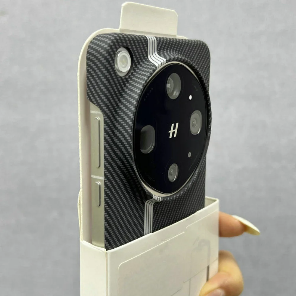 Carbon Fiber Colorful Stripe Texture PC Frameless Phone Case with Heat Dissipation Bumper Cover