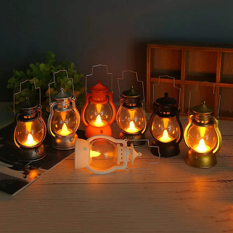 New Retro Portable Lantern Vintage LED Light Christmas Decoration Halloween Electronic Candlestick Bar Atmosphere Layout Light - Image 4