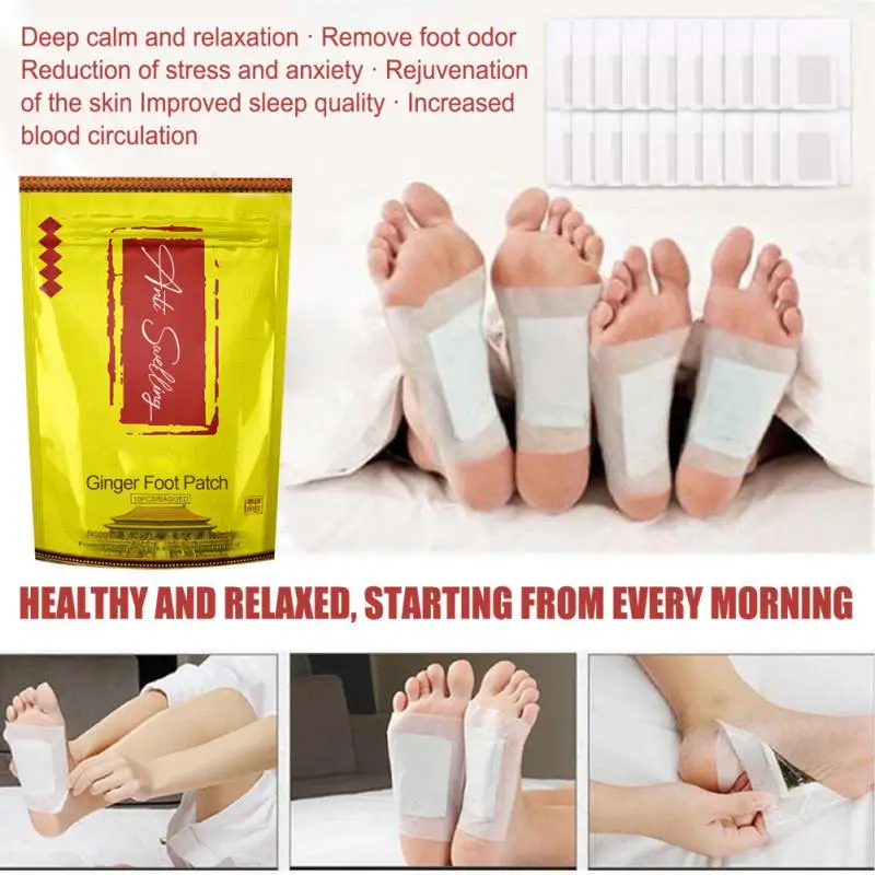 Eelhoe Detox Foot Patch Ginger Detox Foot Pads Deep Cleansing Sticker Anti-Swelling Body Toxin Detoxification Patches