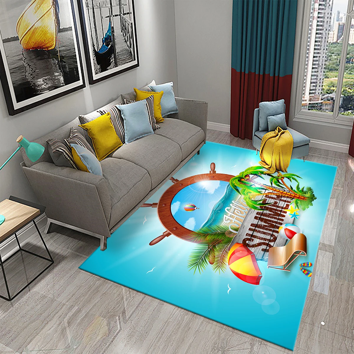 

Летний женский коврик с изображением синего океана, Детские подростковые Мультяшные прямоугольные коврики, коврики для спальни, плоский коврик, дверной коврик для гостиной