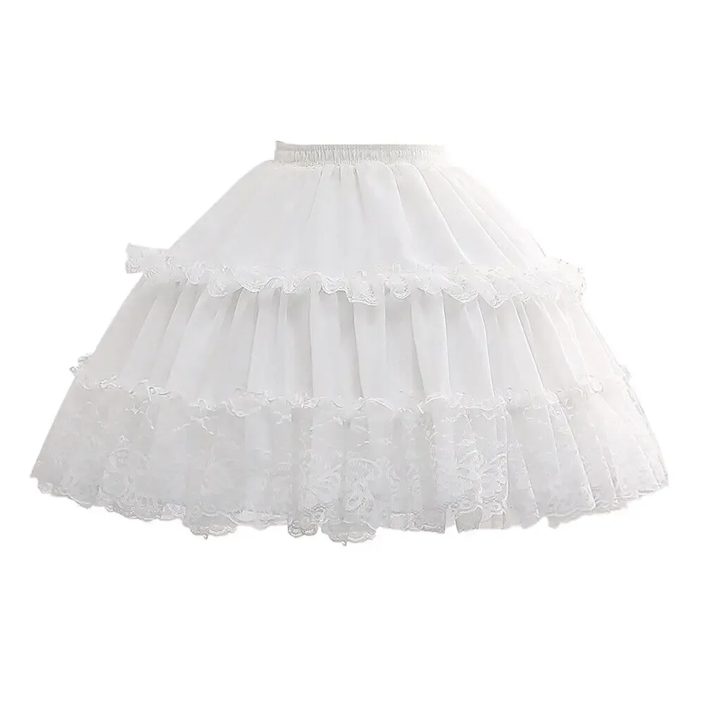 47cm Length Lace Crinoline 2 Hoop Petticoat Lolita Underskirt for Girls