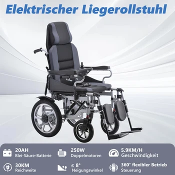 Sedia a rotelle elettrica da 500 W 20 Ah pieghevole, design inclinabile, capacità di peso 150 kg, portata 22 km, design ergonomico