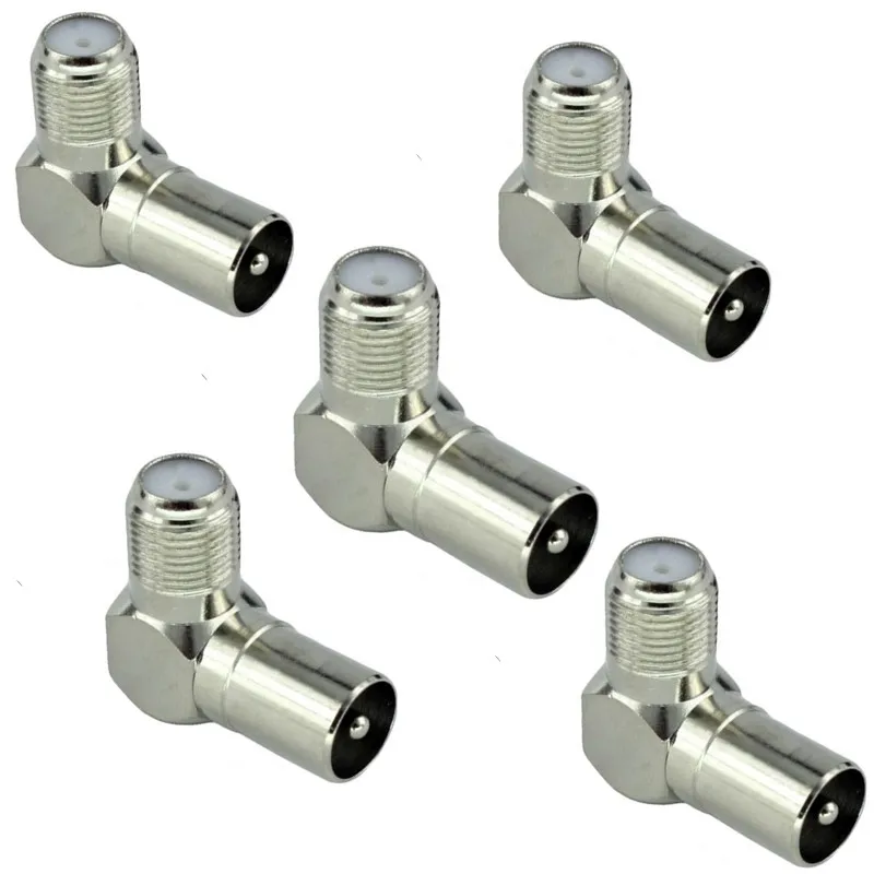 5PCS คุณภาพสูงมุมขวา 90 องศาทีวี IEC อะแดปเตอร์ F-Type หญิงทีวี IEC ชายเสาอากาศ Coaxial Plug 1