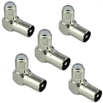 5PCS คุณภาพสูงมุมขวา 90 องศาทีวี IEC อะแดปเตอร์ F-Type หญิงทีวี IEC ชายเสาอากาศ Coaxial Plug 1