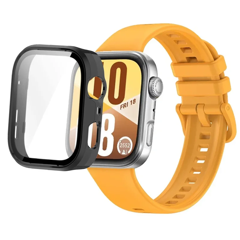 Breathable Silicone Strap with Protective Tempered Glass Screen and HD PC Case
