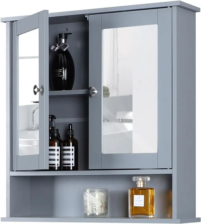 MAISON ARTS Bathroom Medicine Cabinet with Mirror and Adjustable Shelf, Medicine Cabinets Bathroom Cabinet Wall Mounted for Kitc