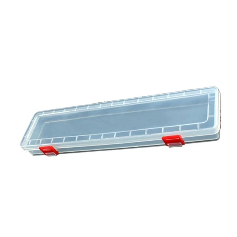 E15D 14 Inch Plastic Tool Box with Transparent Lid Rectangular Long Storage Case Large Compartment Parts Container