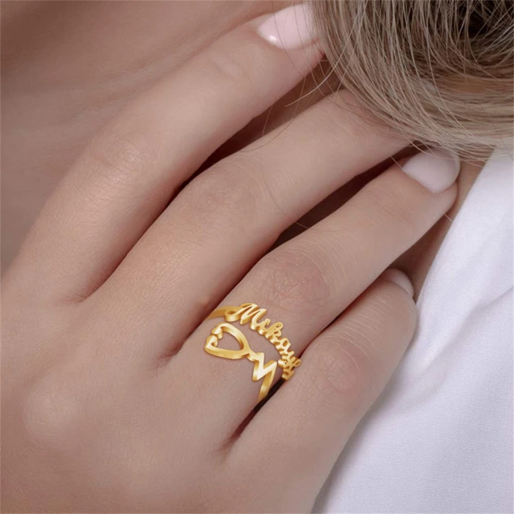 

Personalized Stainless Steel Stethoscope Name Rings Gold Color Any Date Number Year Letter Rings Doctor Nurse Jewelry Gift