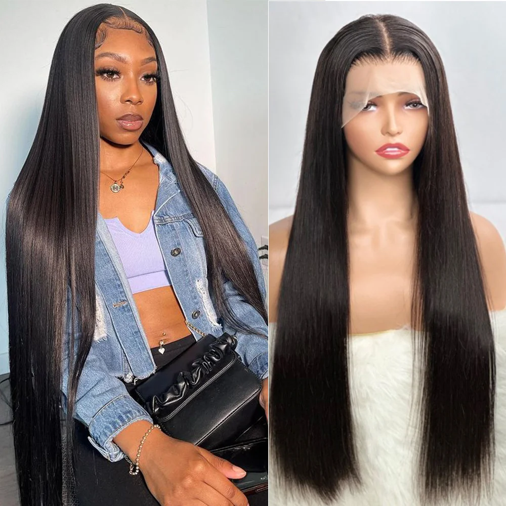 

13x6 HD Transparent Lace Frontal Wig Lace Closure Wig Bone Straight 13x4 Lace Front Human Hair Wigs For Women 30 34 Inch Wig