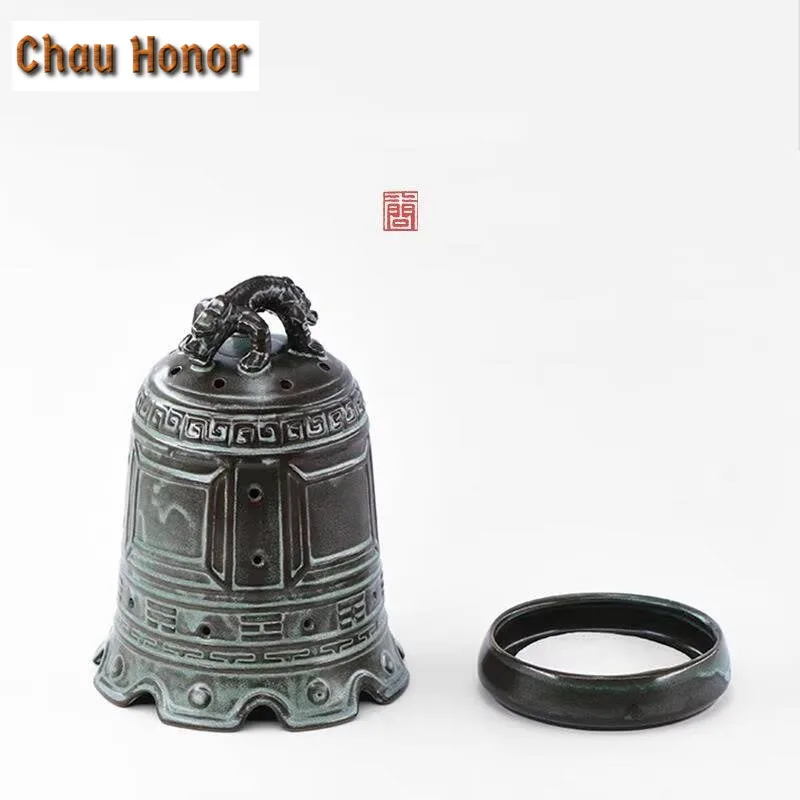 Creative Change Kiln Glazed Incense Holder Zen Buddha Bell Garden Scented Aromatic Aromatherapy Furnace Chinese Tea Ornaments