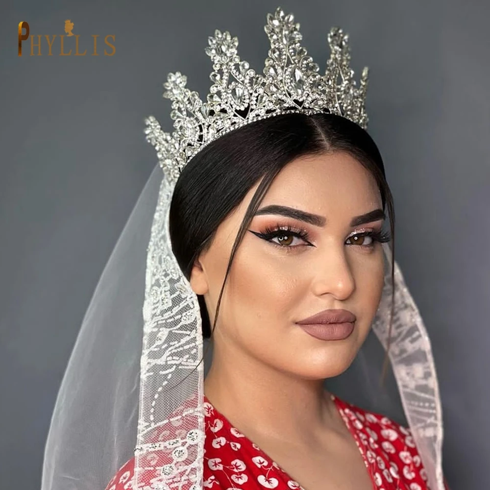 A121 Rhinestone Wedding Crown Crystal Bridal Hair Accessories Zirconia Women Tiara Baroque Headband Bride Queen Diadem Headwear Bridal Headwear Hair Band Crown
