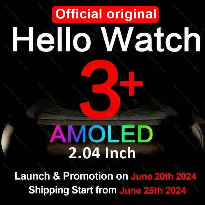 Smart Watch New Genuine Hello Watch 3 Plus 49mm AMOLED 4G ROM NFC Compass Clock Bluetooth Call Sports for Men Women