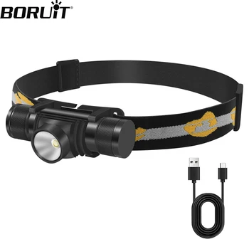 BORUiT D10 L2 LED Headlamp Powerful 3000LM Waterproof Headlight Type-C Rechargeable 18650 Head Torch Camping Fishing Lantern